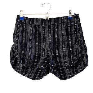 Madewell Black White Striped Pull On Shorts Small Elastic Waist Pockets Coastal